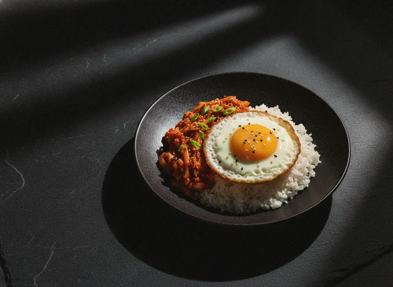 Рис с кимчи и яйцом