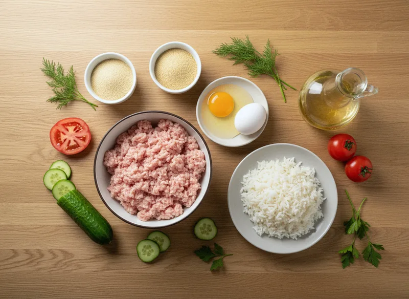 Ингредиенты: Куриные котлеты с рисом и овощным салатом