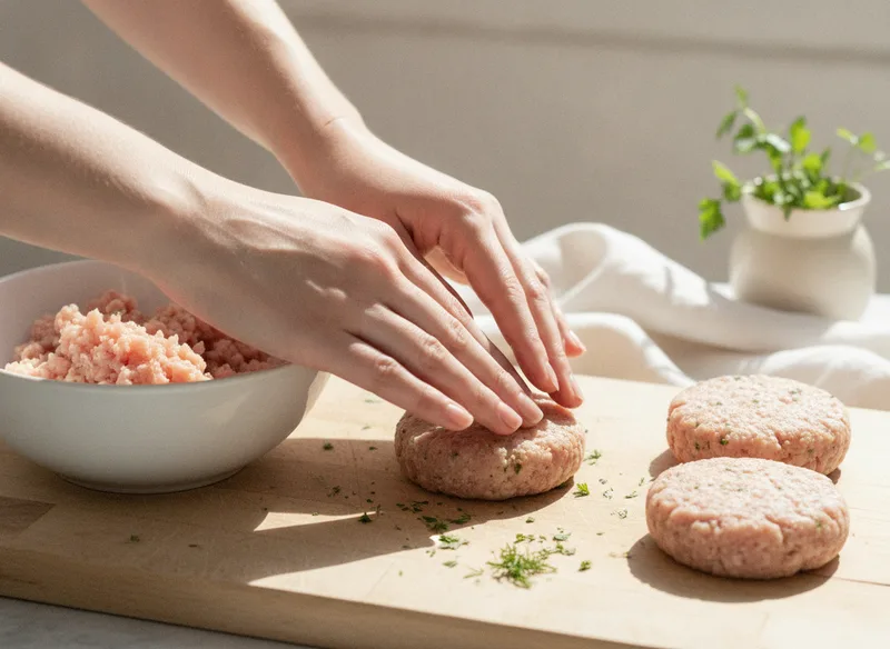 Куриные котлеты с рисом и овощным салатом: процесс приготовления