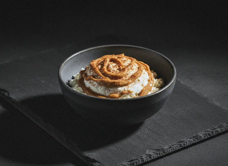 Творог с ореховой пастой и корицей